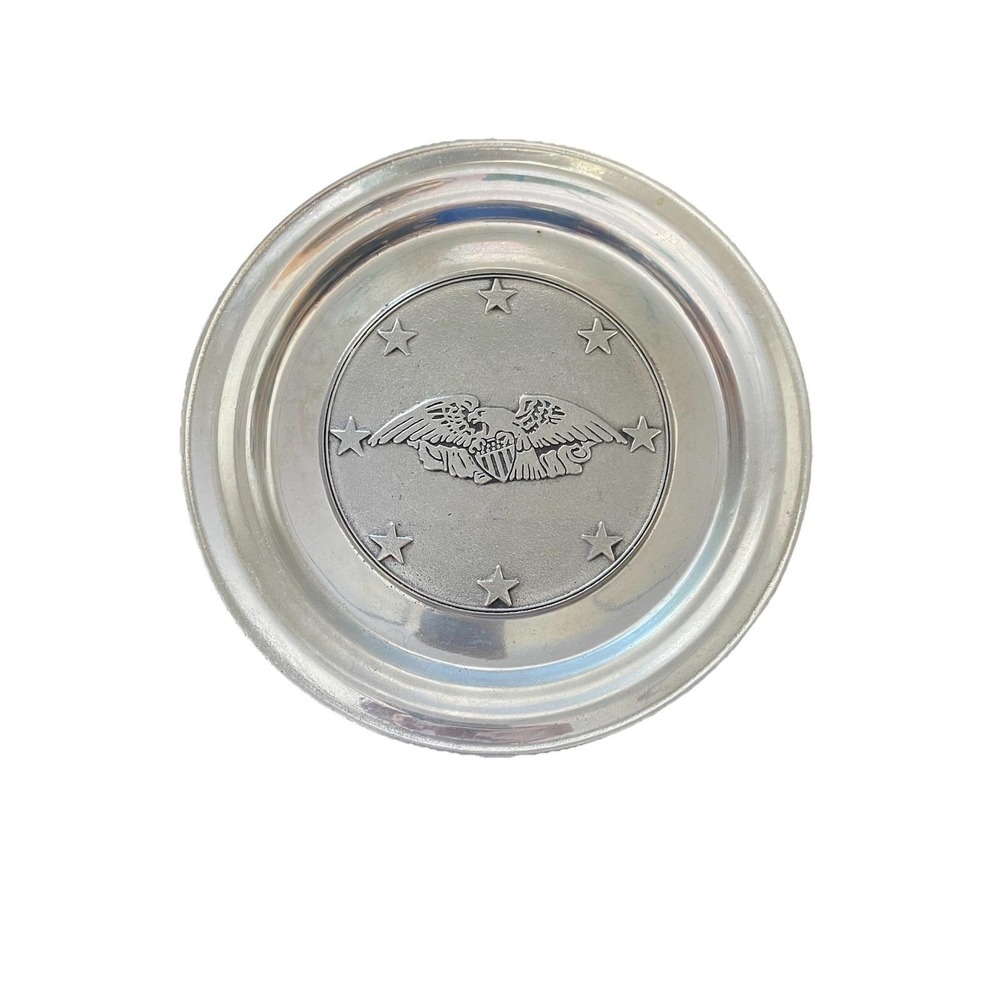 Wilton Armetale Pewter Plate Military Pilot Wings Stars USA Columbia PA 11"